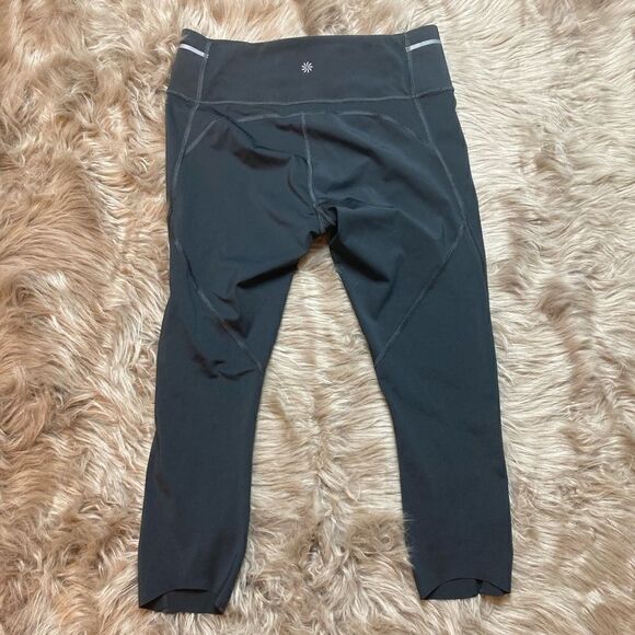 Athleta Sonic High-low Raw Hem Gray Reflective Capri Leggings - Picture 3 of 14